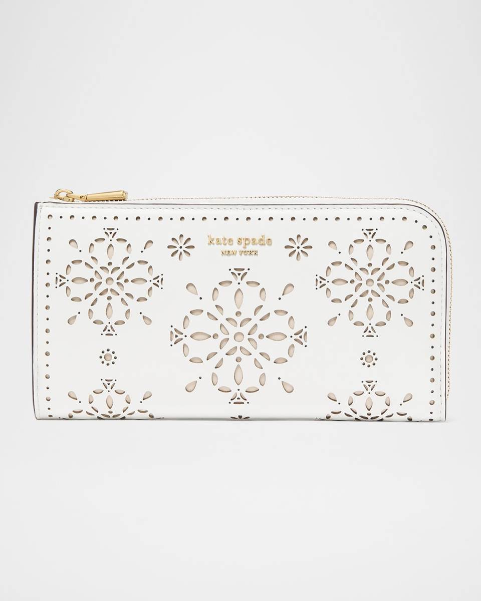 devin spade flower perforated leather continental wallet